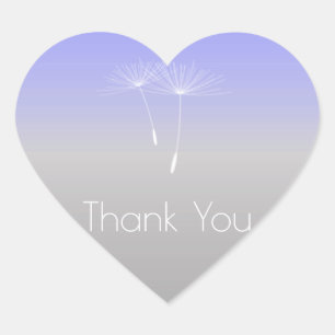 Lavanda Purple Grey Ombre Dandelion Thank You Heart Sticker