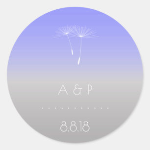 Lavanda Purple Grey Pastel Ombre Dandelion Classic Round Sticker