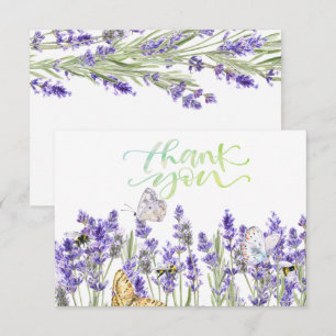 Lavander Butterflies Botanical Thank You Card