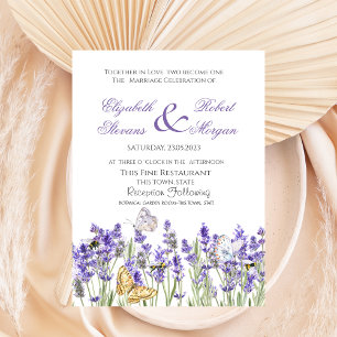 Lavander Butterflies Botanical Wedding Invitation