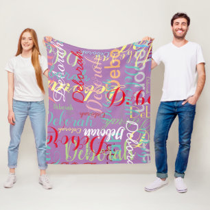 Lavander Colour Repeating Names Fleece Blanket