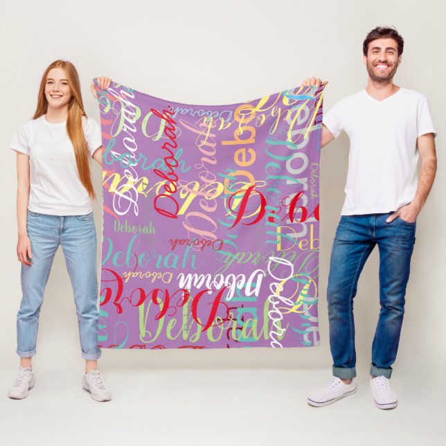 Lavander Colour Repeating Names Fleece Blanket (In Situ)