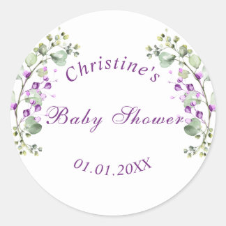 Lavander Flowers Baby Shower Baby Shower Classic Round Sticker