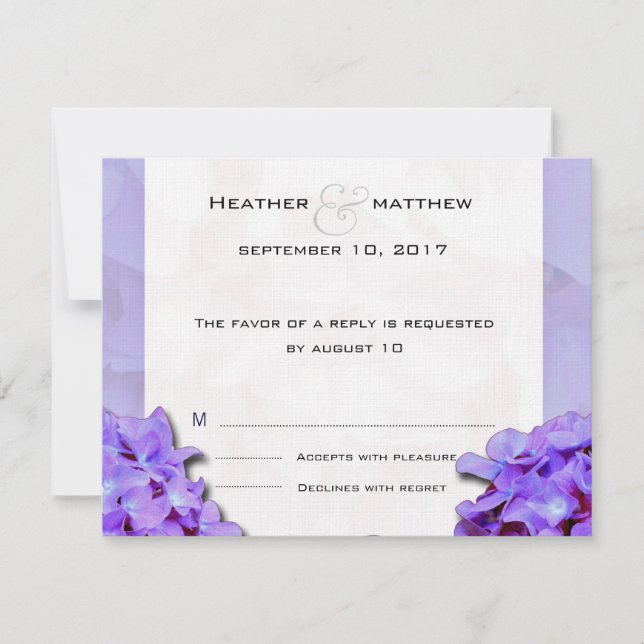 Lavander Hydrangeas RSVP Card (Front)