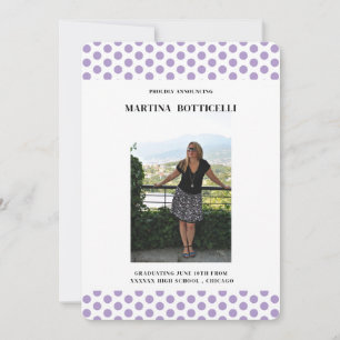 Lavander Polka Dots Photo Graduation Announcement