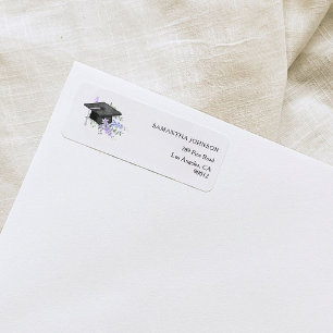 Lavander Purple Floral Graduation address  Return Address Label