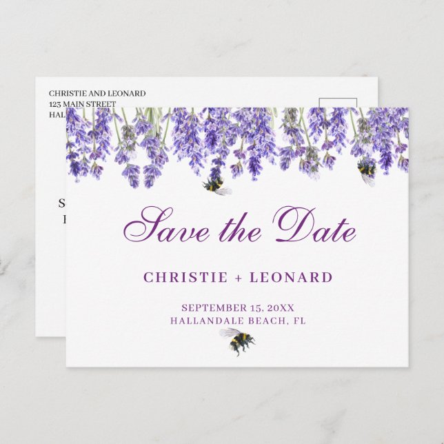 Lavander Simple Elegant Save the Date Postcard (Front/Back)