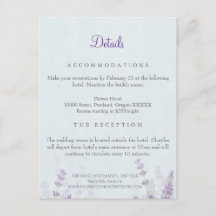 Lavander Wedding Venue Details Enclosure Card