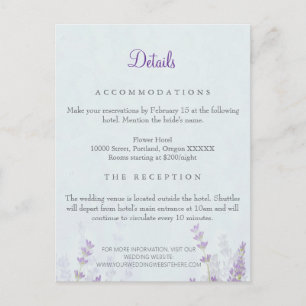 Lavander Wedding Venue Details Enclosure Card