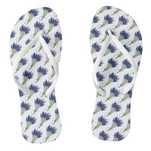 Lavandula Lavender Bouquet Floral Print Purple Thongs