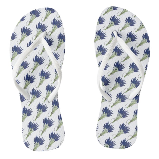 Lavandula Lavender Bouquet Floral Print Purple Thongs (Footbed)
