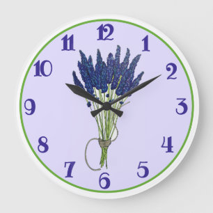 Lavandula Lavender Bunch Herb Purple Flower Garden Large Clock