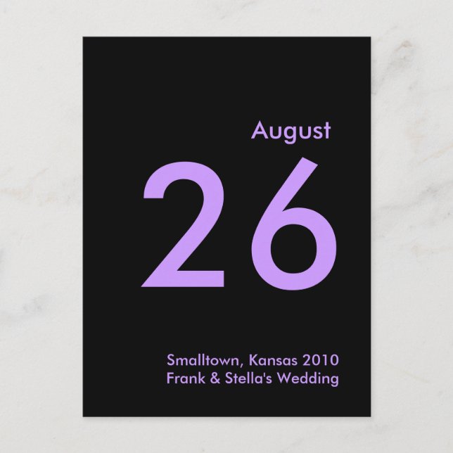 Lavendar and Black Save the Date Announcement Postcard (Front)