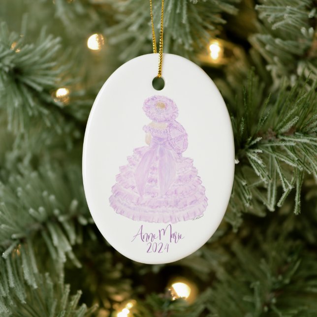 Lavendar Azalea Trail Maid Watercolor Ceramic Ornament (Tree)