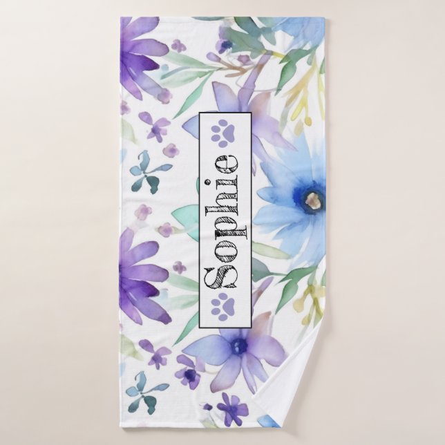Lavendar & Blue Floral  Bath Towel (Bath Towel)