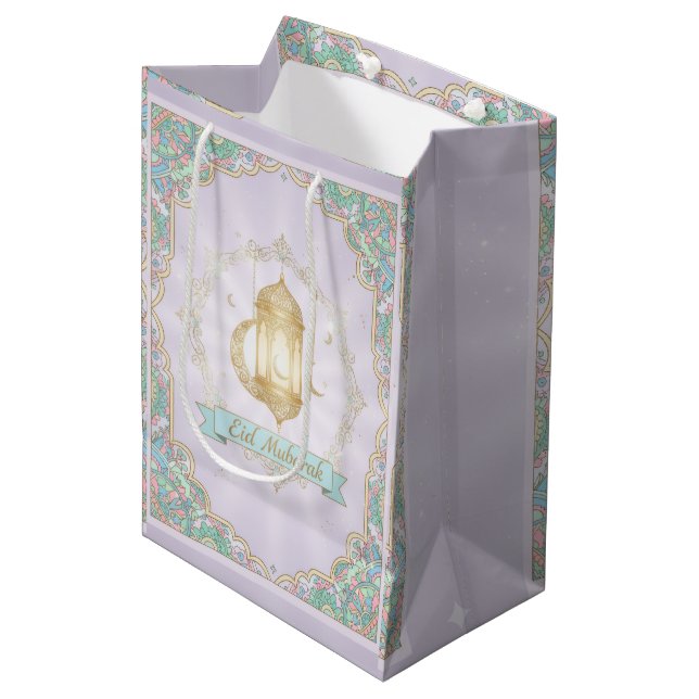 Lavendar Eid Medium Gift Bag (Front Angled)