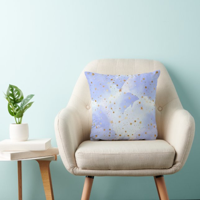 Lavendar Golden Star Pattern Cushion (Chair)