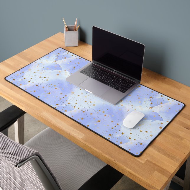 Lavendar Golden Star Pattern Desk Mat (Office 2)