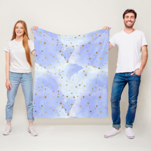Lavendar Golden Star Pattern Fleece Blanket