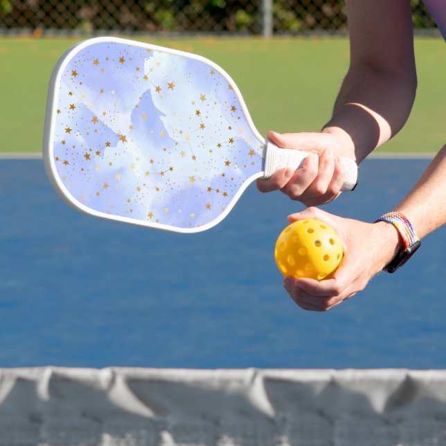 Lavendar Golden Star Pattern Pickleball Paddle (Insitu)