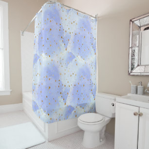 Lavendar Golden Star Pattern Shower Curtain