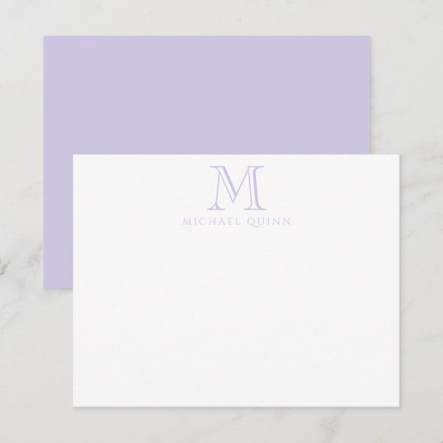 Lavendar Initials Name Monogram  Card (Front/Back)