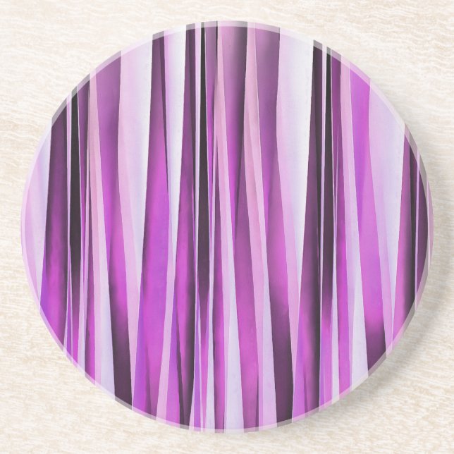 Lavendar, Iris and Grape Stripy Pattern Coaster (Front)