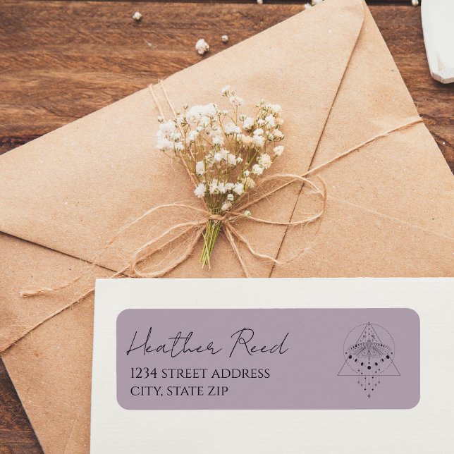Lavendar Moth Moon Phase Return Address label (Creator Uploaded)