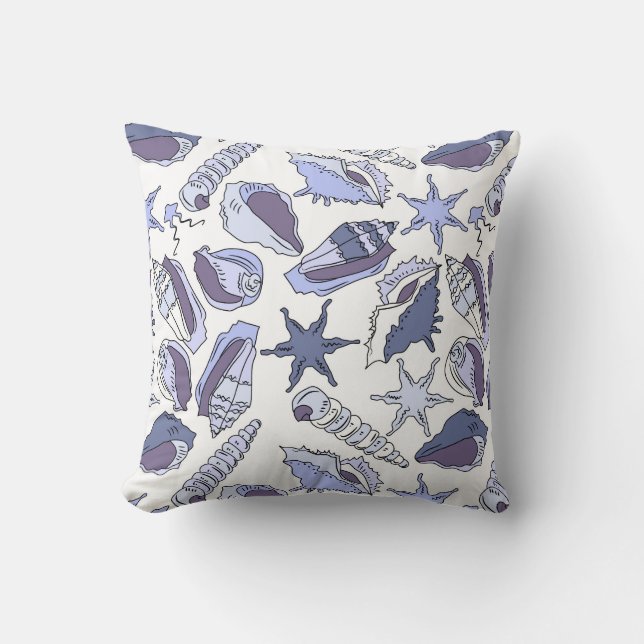 Lavendar Seashells Cushion (Front)