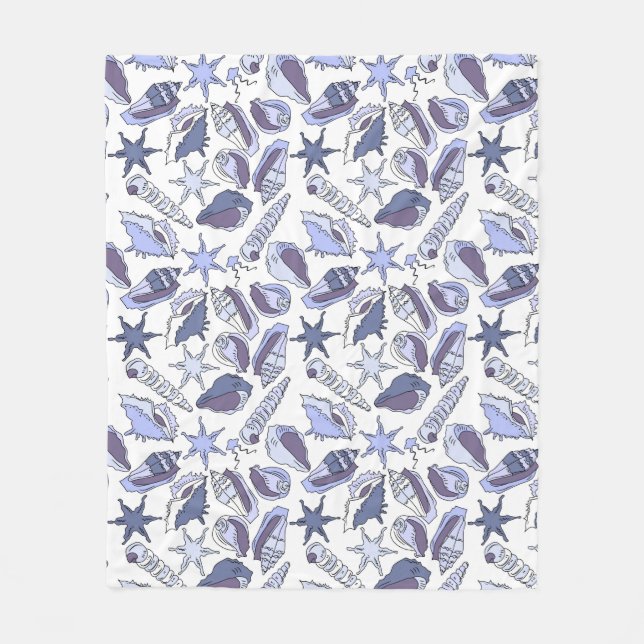 Lavendar Seashells Fleece Blanket (Front)