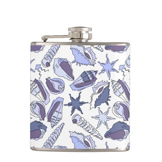 Lavendar Seashells Hip Flask (Front)