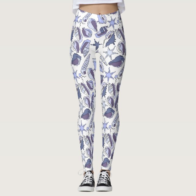 Lavendar Seashells Leggings (Front)