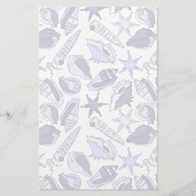 Lavendar Seashells Stationery (Front)