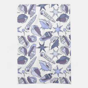 Lavendar Seashells Tea Towel