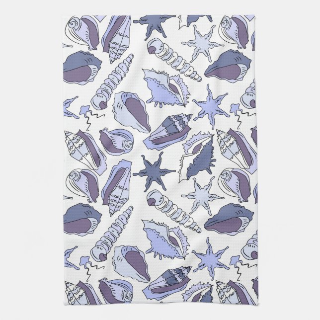Lavendar Seashells Tea Towel (Vertical)