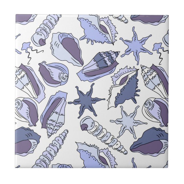 Lavendar Seashells Tile (Front)