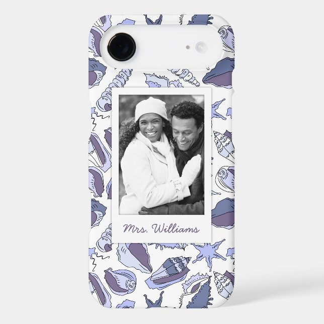 Lavendar Seashells | Your Photo & Name Case-Mate iPhone Case (Back)