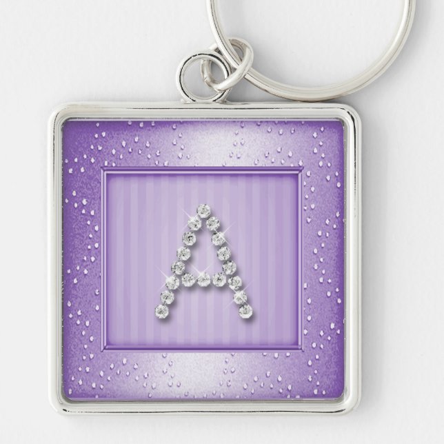 Lavendar Shimmer and Sparkle with Monogram Key Ring (Front)