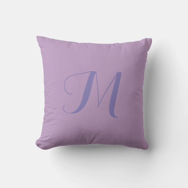 Lavendar Solid Colour Monogram Outdoor Pillow (Front)