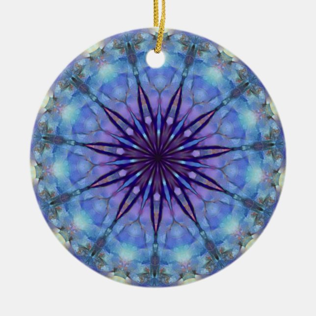 Lavendar Starburst Mandala Round Ornament (Front)