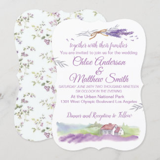 Lavendar Water Colour Wedding Invitation