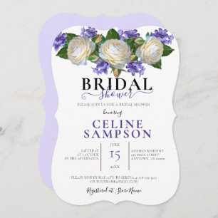 Lavendar & White Floral Bridal Shower  Invitation