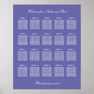 Lavender 20 Table Wedding Seating Chart Poster