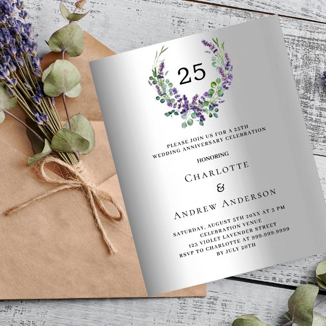 Lavender 25th wedding anniversary invitation (Creator Uploaded)