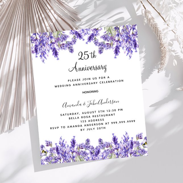 Lavender 25th wedding anniversary invitation (Creator Uploaded)