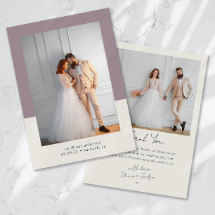 Lavender 2 Photo Calligraphy Wedding Thank You Card