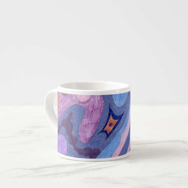 "Lavender" Abstract Art Espresso Cup (Front Left)