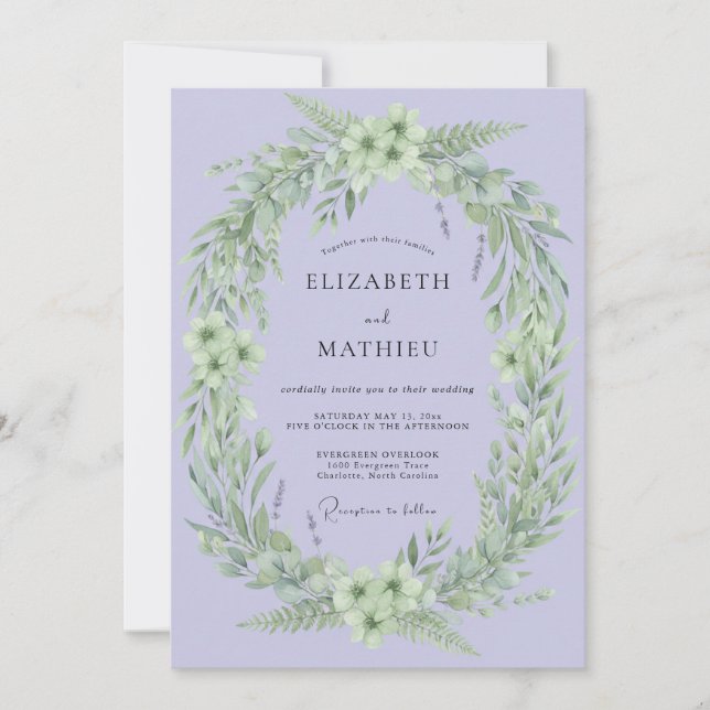 Lavender Abundant Nature Wedding Invitation (Front)