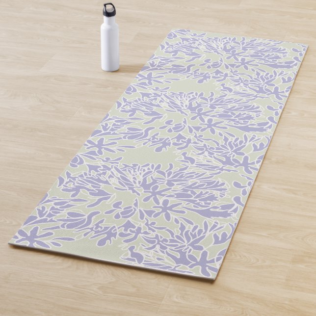 Lavender Agapanthus Flower Sage Green Yoga Mat (In Situ)