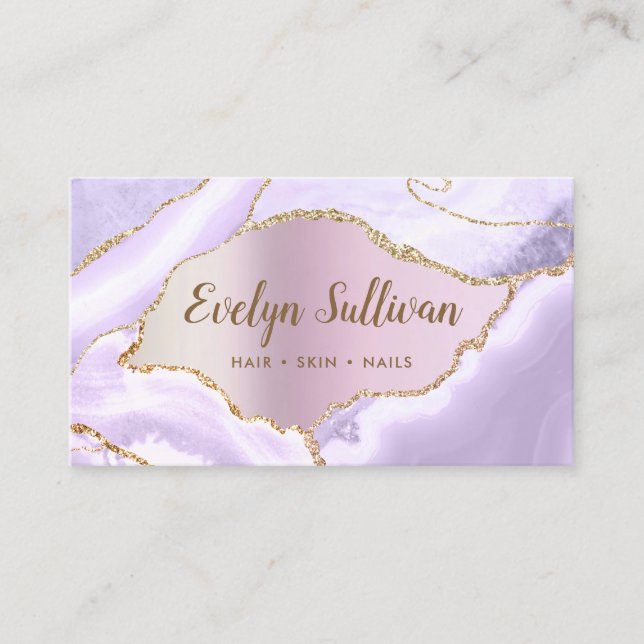 Lavender Agate Faux Pearlescent Foil business card (Front)